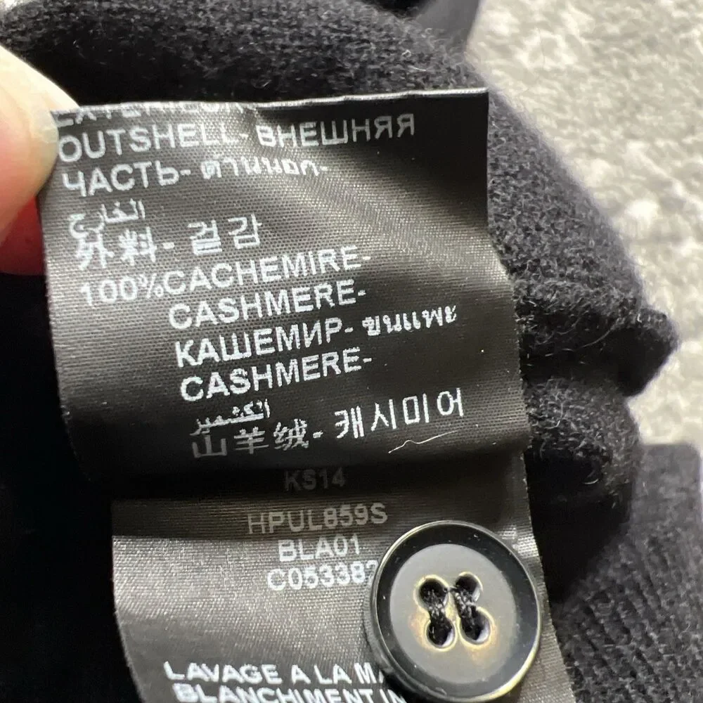 The Kooples Sports Cashmere Henley Sweater Mens Large Black Golf Logo Buttons